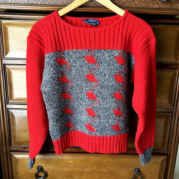 Guo For You Vintage 90s Grandpa style Blend Wool Red Sweater Size S - Picture 1 of 10
